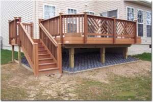 Post & beam deck support construction